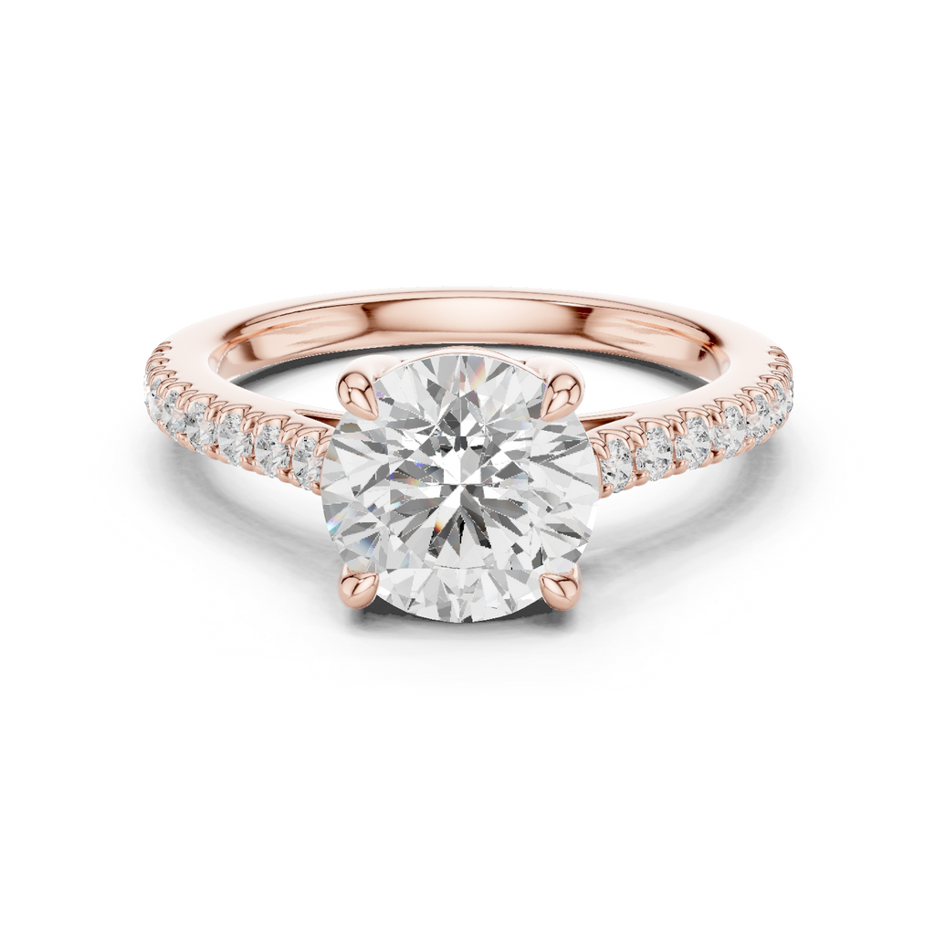 Round Cut Pavé Diamond Engagement Ring