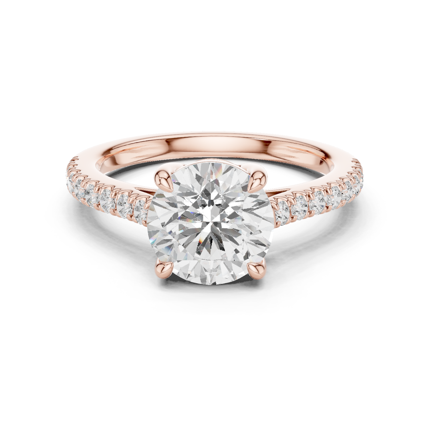 Round Cut Pavé Diamond Engagement Ring