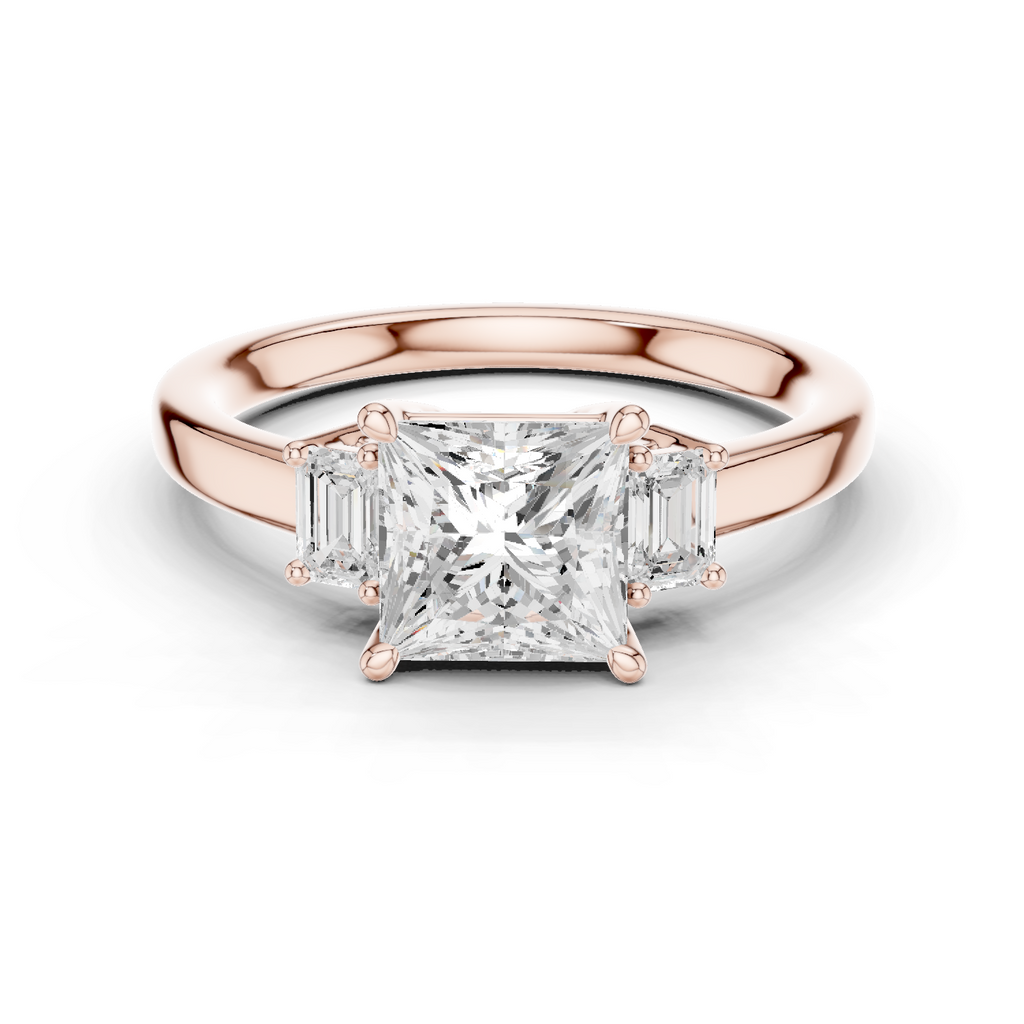 Princess Cut Three Stone Diamond Engagement Ring