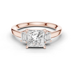 Princess Cut Three Stone Diamond Engagement Ring