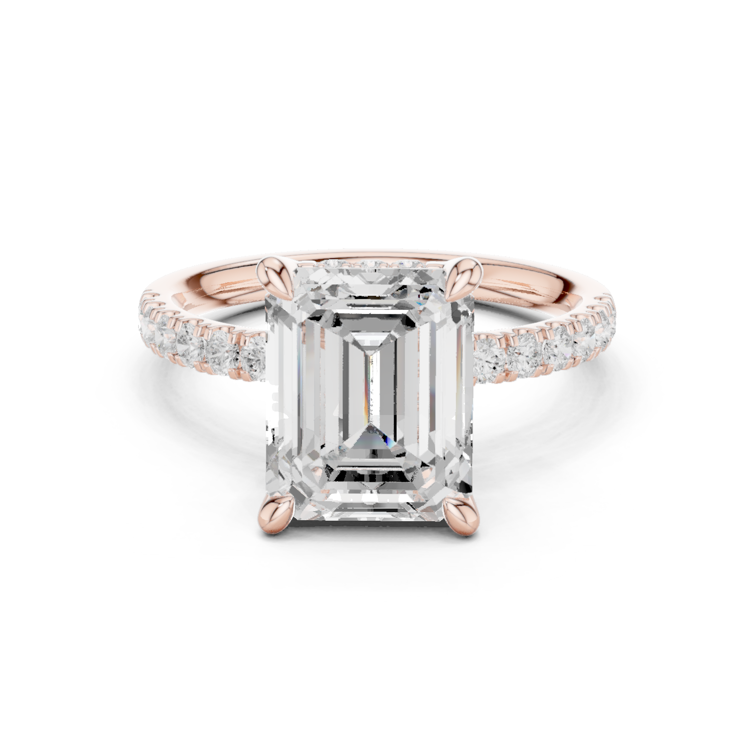 Emerald Cut Hidden Halo Diamond Engagement Ring