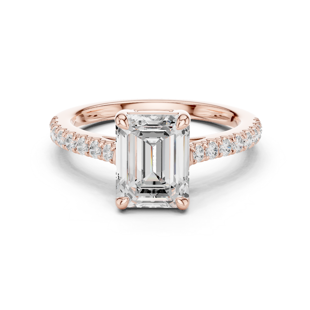 Emerald Cut Pavé Diamond Engagement Ring