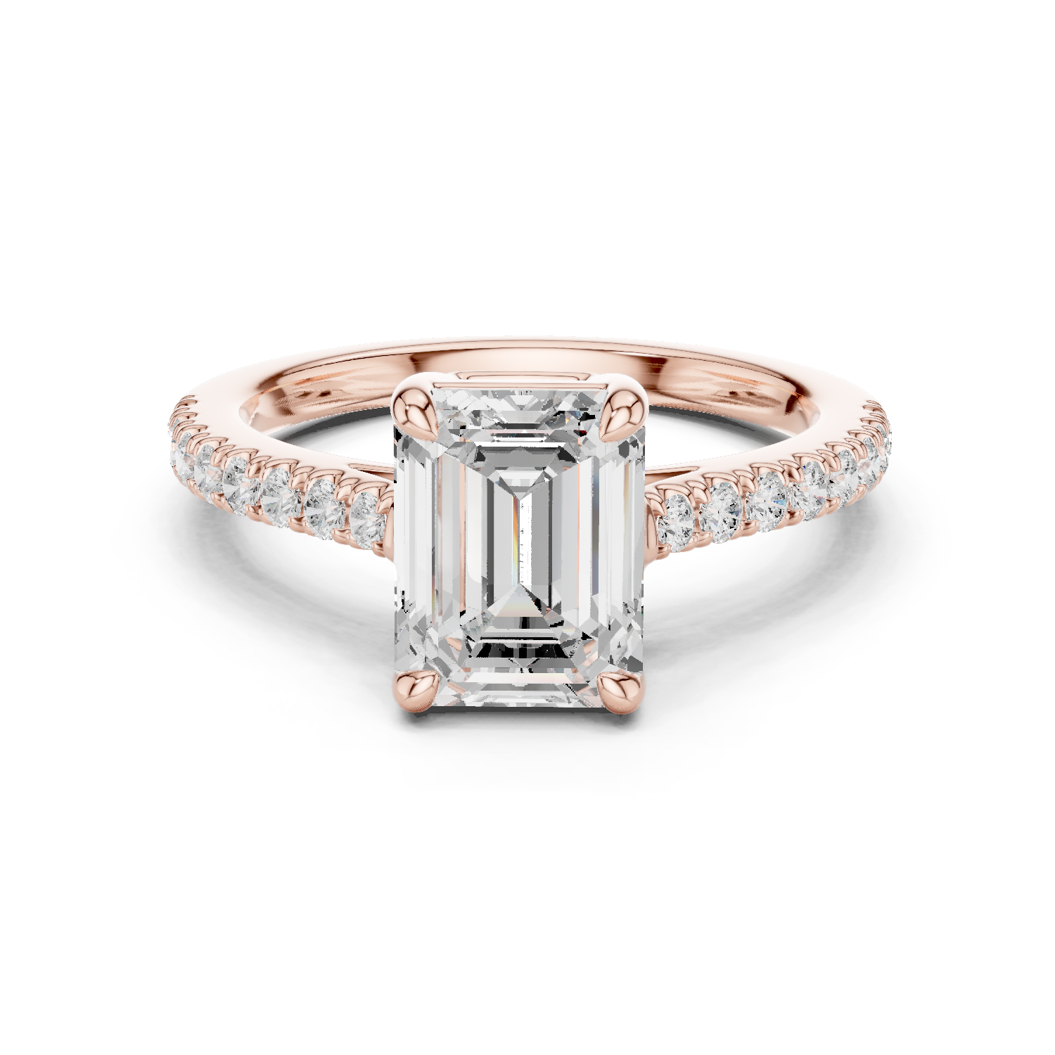 Emerald Cut Pavé Diamond Engagement Ring
