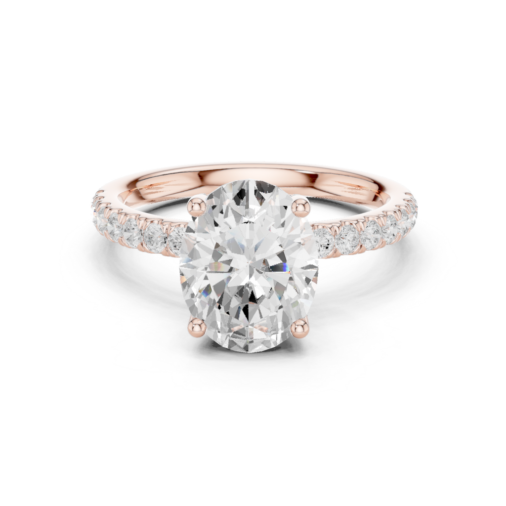 Oval Cut Hidden Halo Pavé Engagement Ring