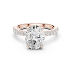 Oval Cut Hidden Halo Pavé Engagement Ring