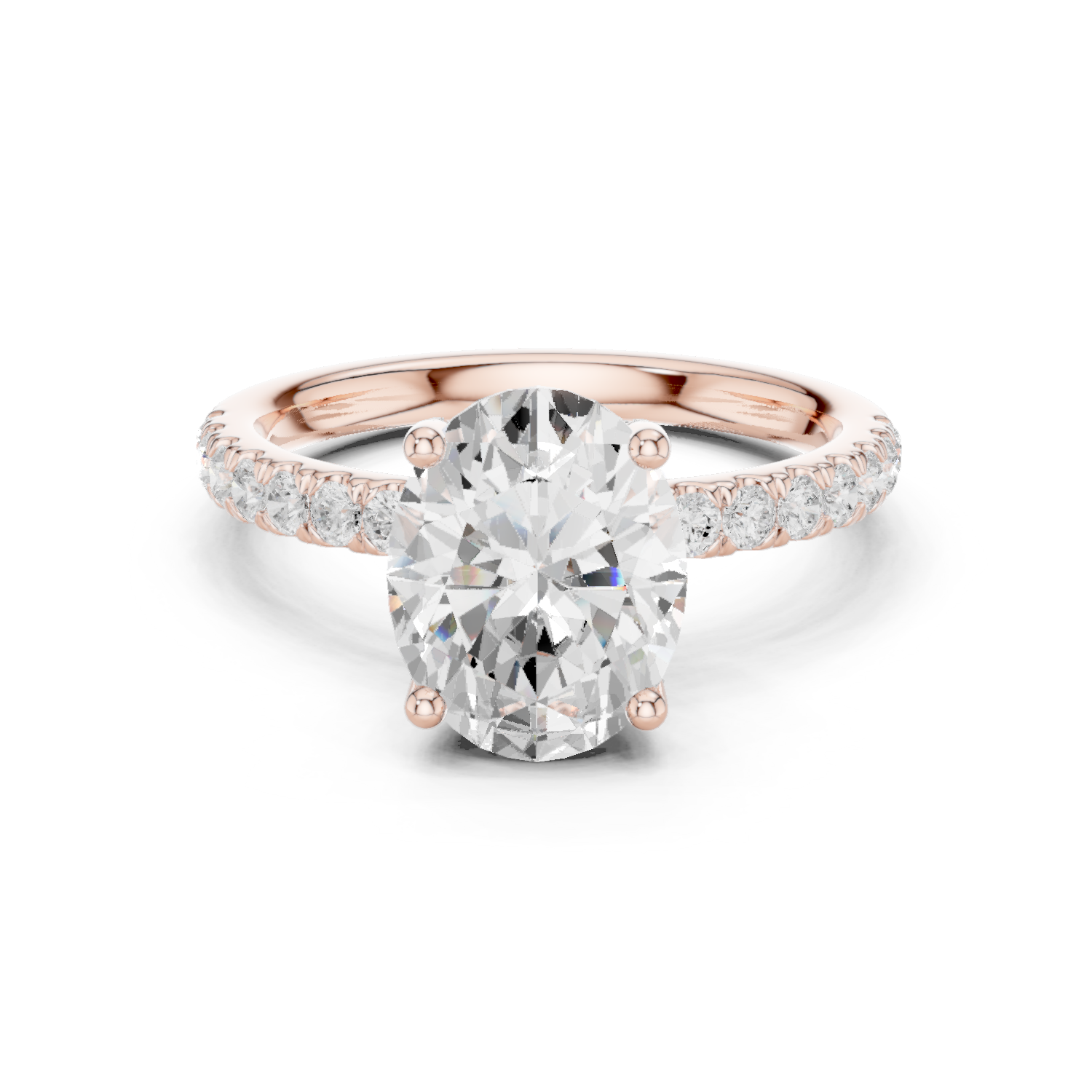 Oval Cut Hidden Halo Pavé Engagement Ring