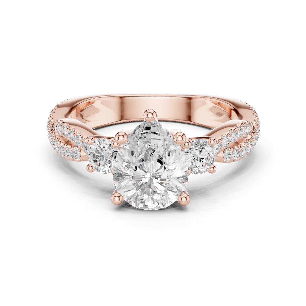 Pear Diamond Twisted Pavé Engagement Ring
