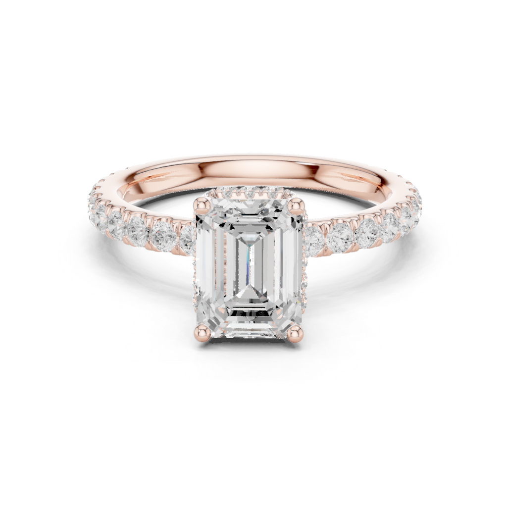 Emerald Cut Double Halo Pavé Engagement Ring