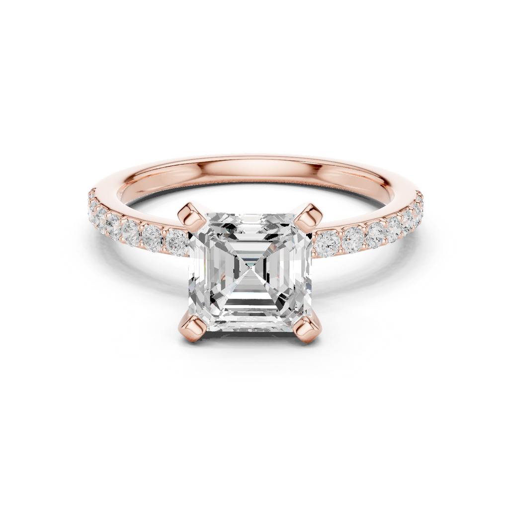 Asscher Cut Pavé Diamond Engagement Ring