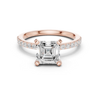 Asscher Cut Pavé Diamond Engagement Ring