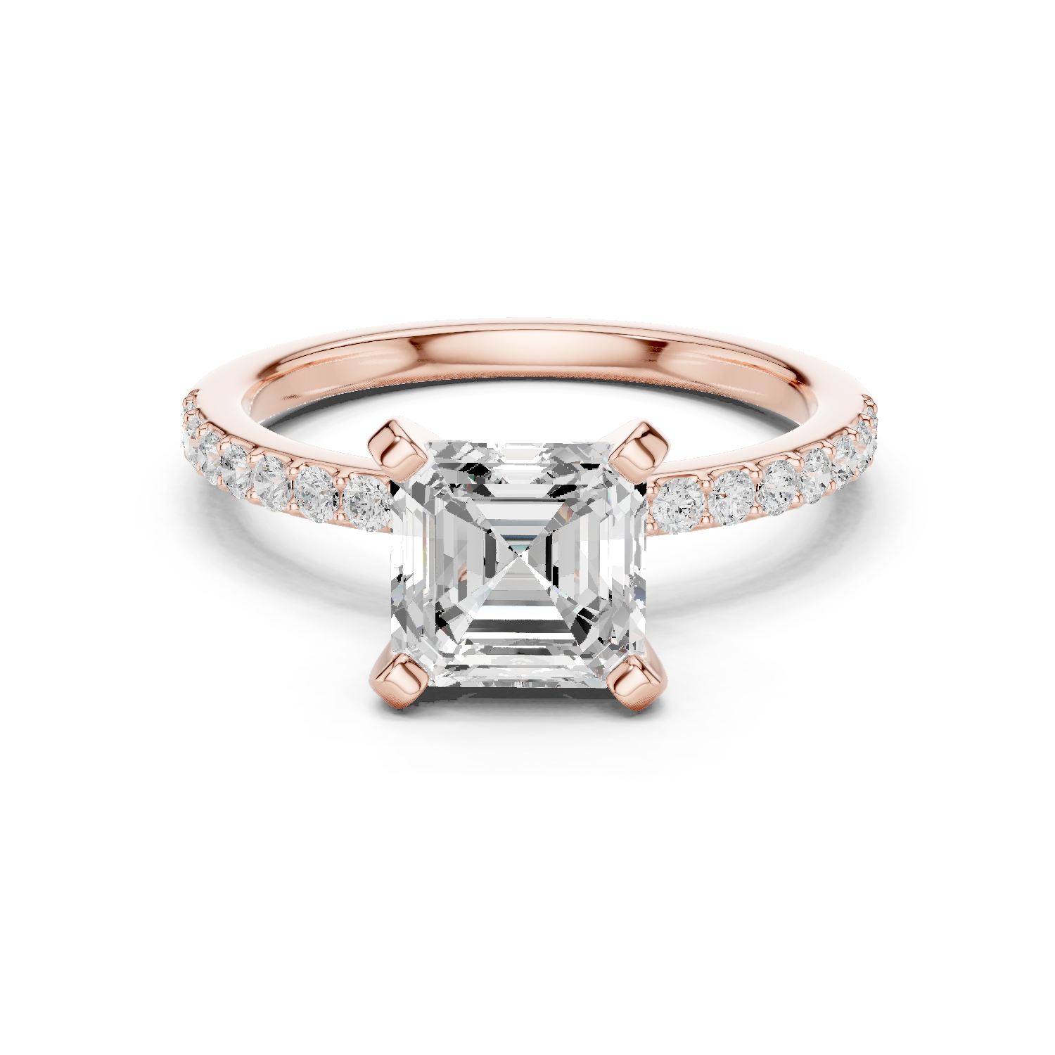 Asscher Cut Pavé Diamond Engagement Ring