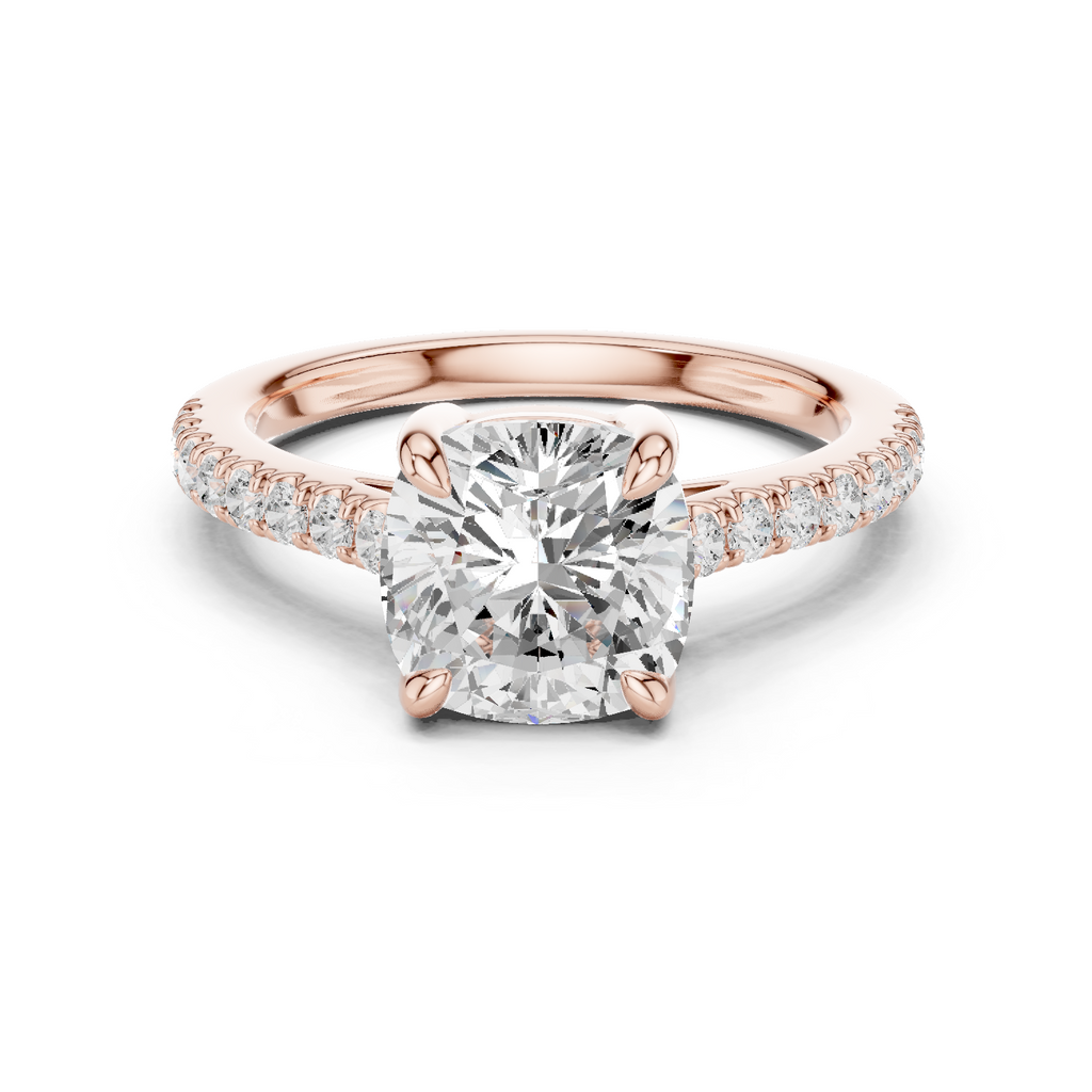 Cushion Cut Pavé Diamond Engagement Ring