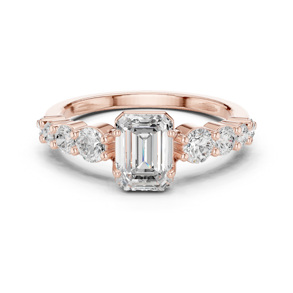 Emerald Cut Three Stone Diamond Engagement Ring