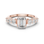 Emerald Cut Three Stone Diamond Engagement Ring