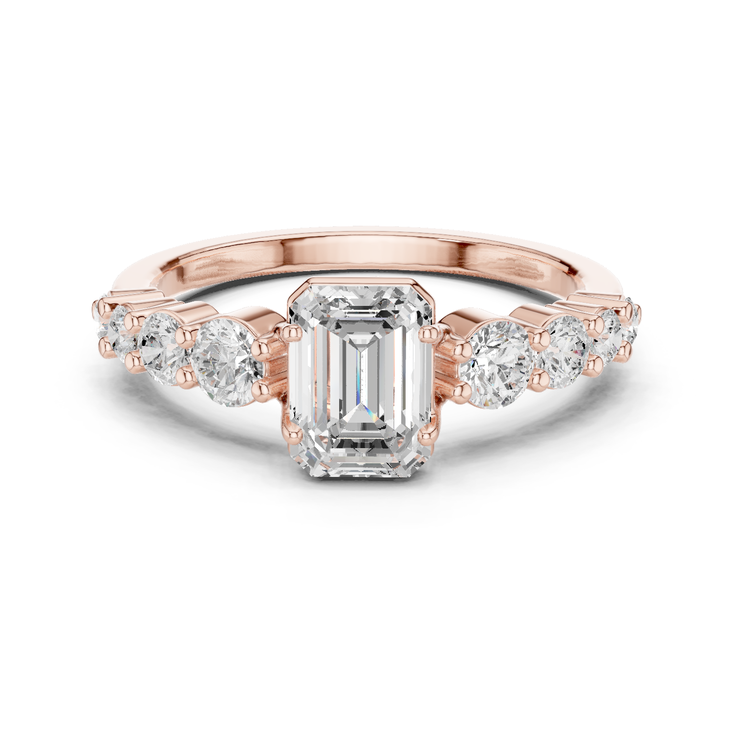 Emerald Cut Three Stone Diamond Engagement Ring