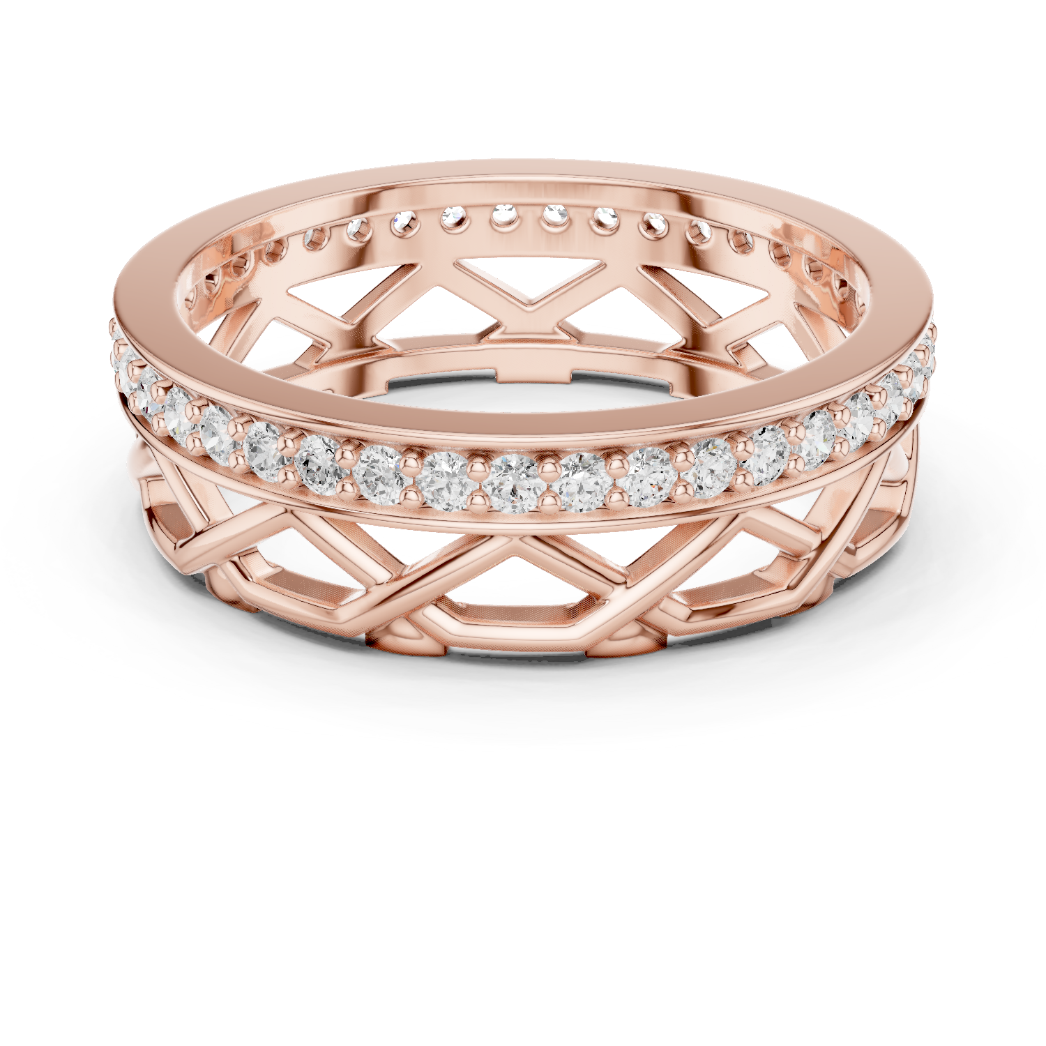 Lattice Pavé Diamond Eternity Band in 14K & 18K Gold