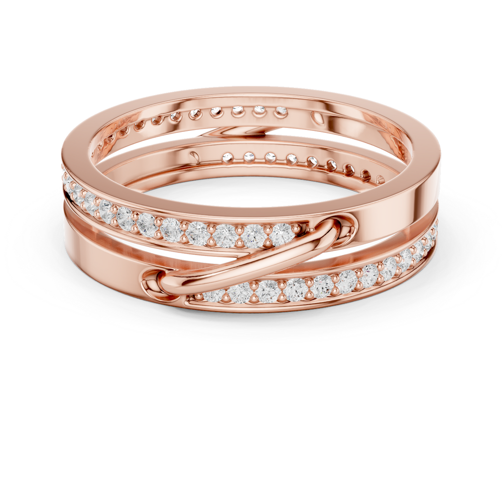 Modern Double Row Pavé Diamond Band in Rose Gold