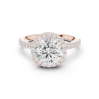 2.48 CT Round Cut Diamond Halo Pavé Engagement Ring