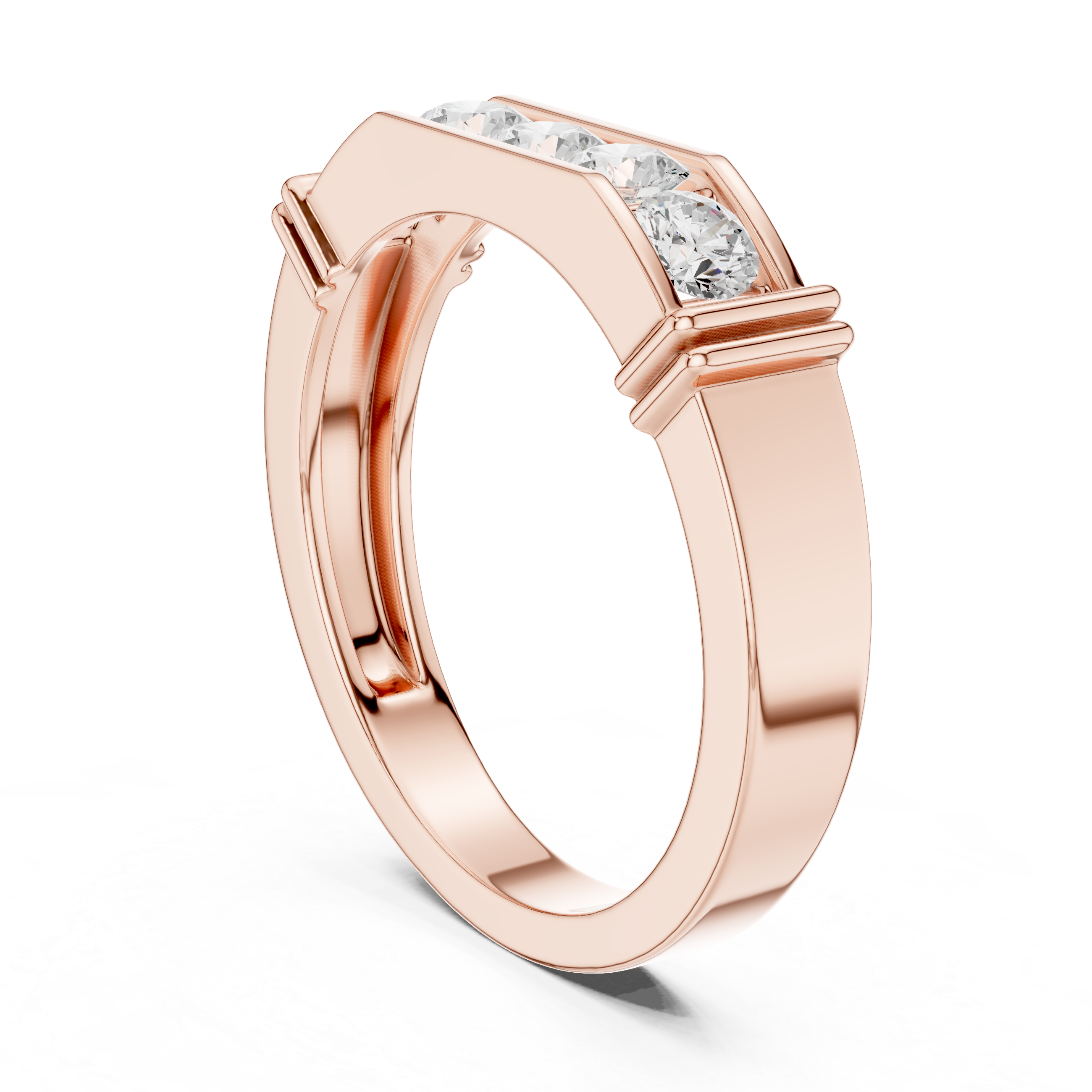 0.55 CT Five Stone Round Diamond Wedding Band
