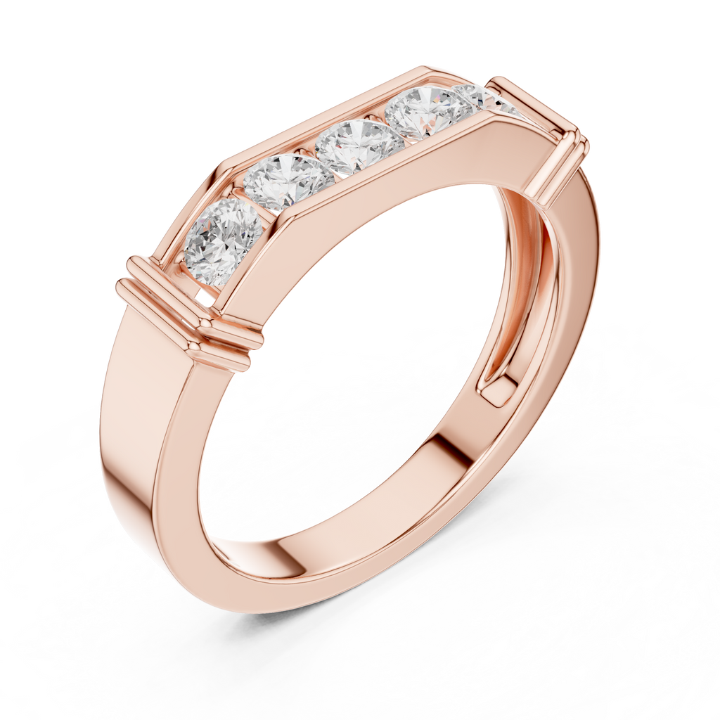 0.55 CT Five Stone Round Diamond Wedding Band