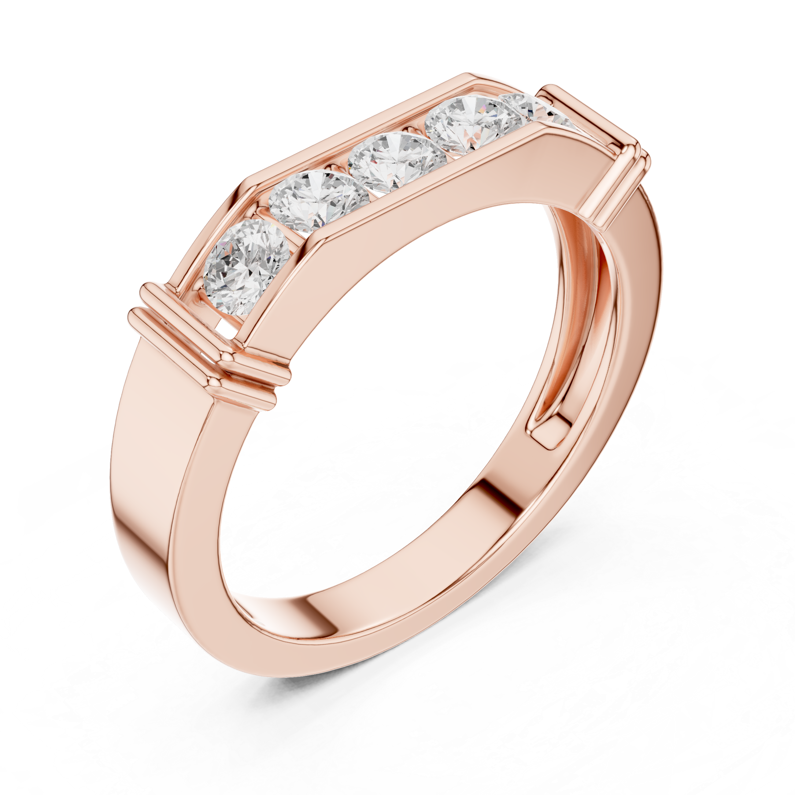 0.55 CT Five Stone Round Diamond Wedding Band