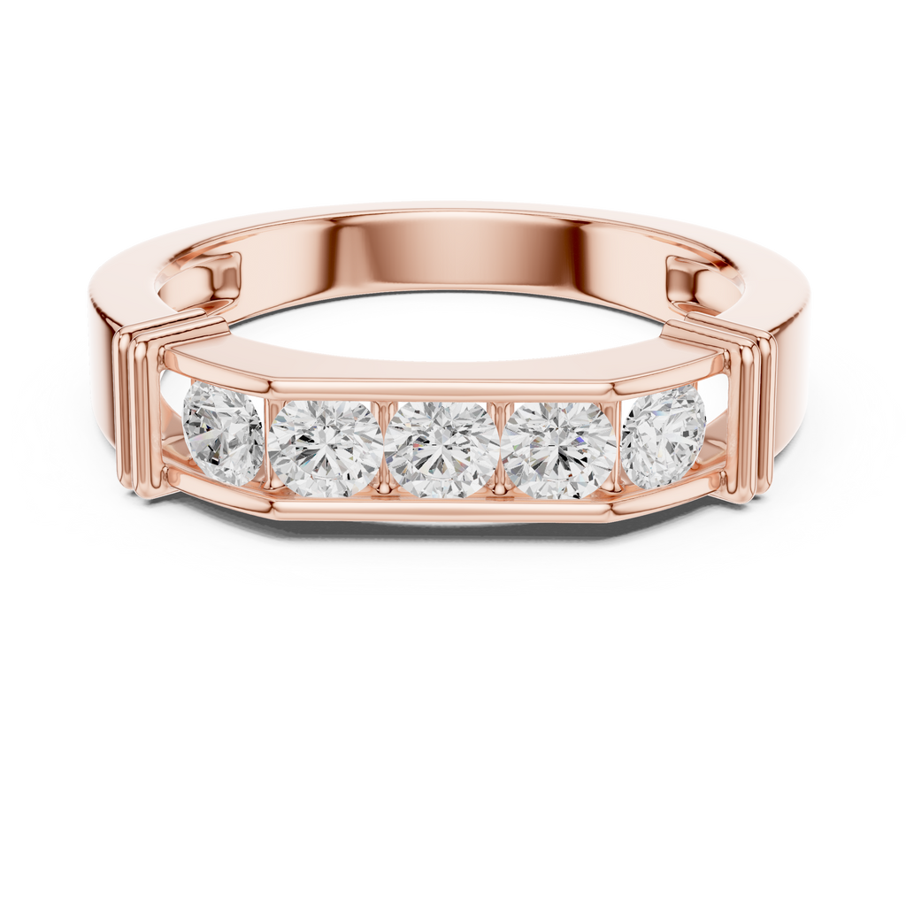 0.55 CT Five Stone Round Diamond Wedding Band