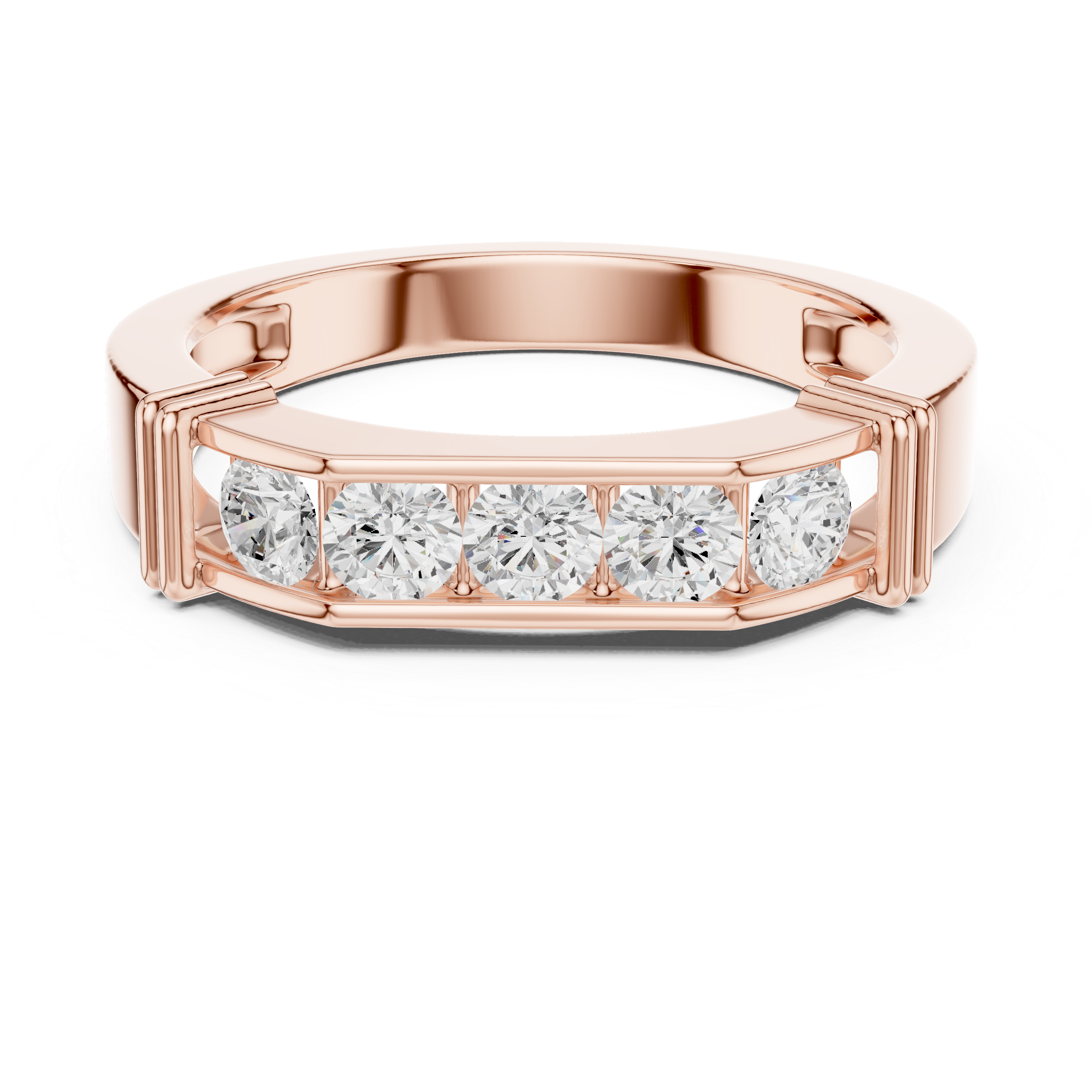 0.55 CT Five Stone Round Diamond Wedding Band