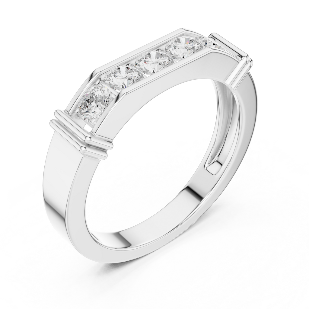 0.55 CT Five Stone Round Diamond Wedding Band