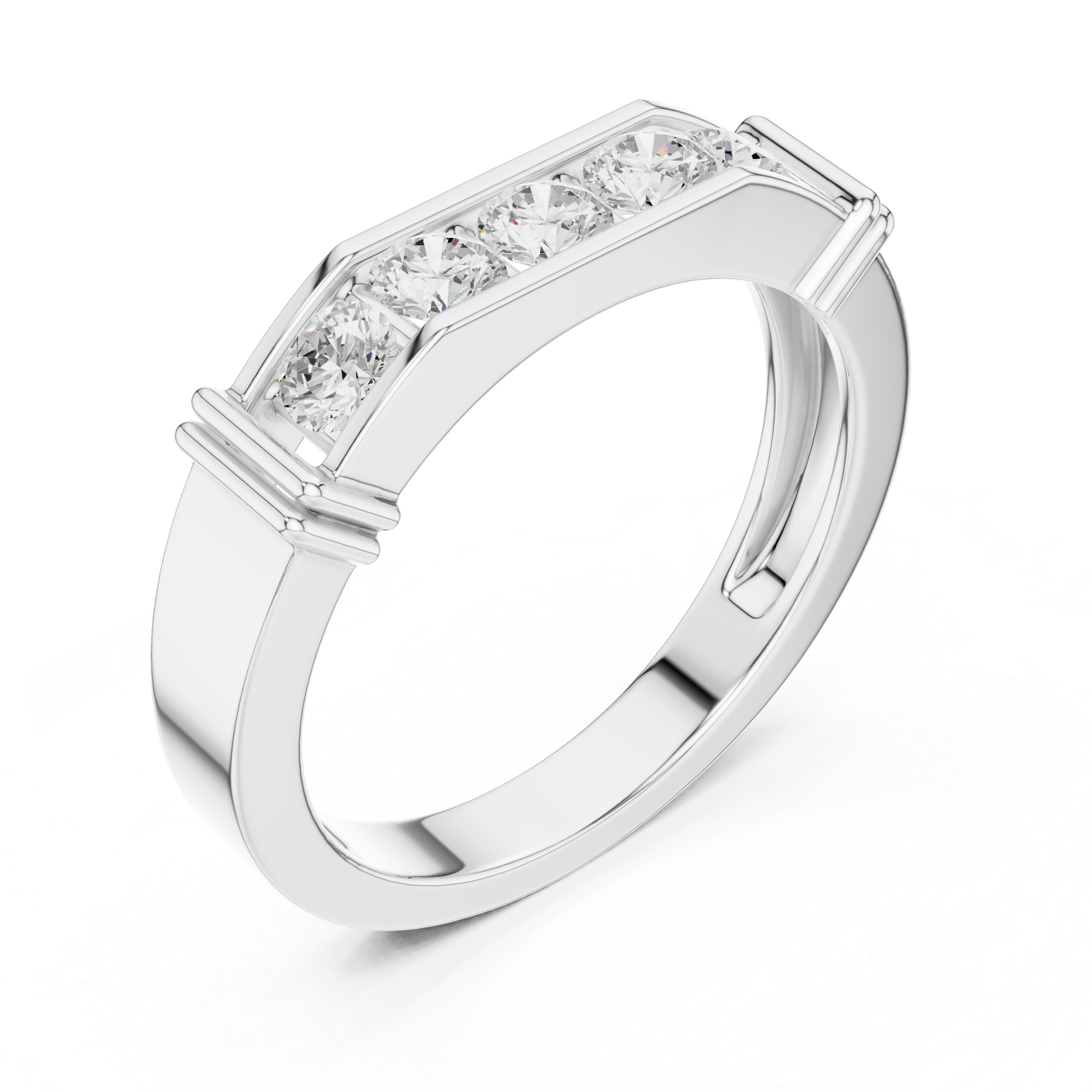 0.55 CT Five Stone Round Diamond Wedding Band