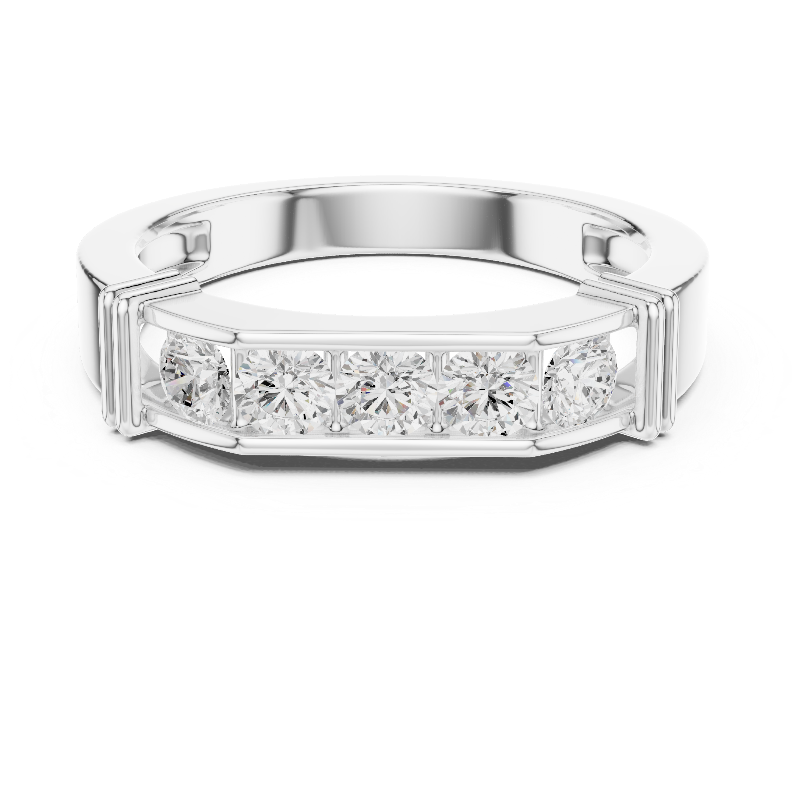 0.55 CT Five Stone Round Diamond Wedding Band