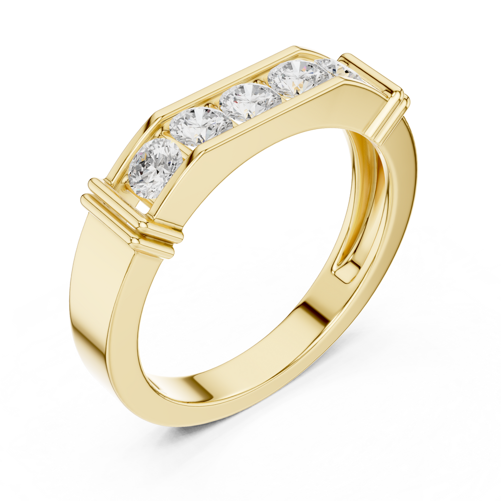 0.55 CT Five Stone Round Diamond Wedding Band