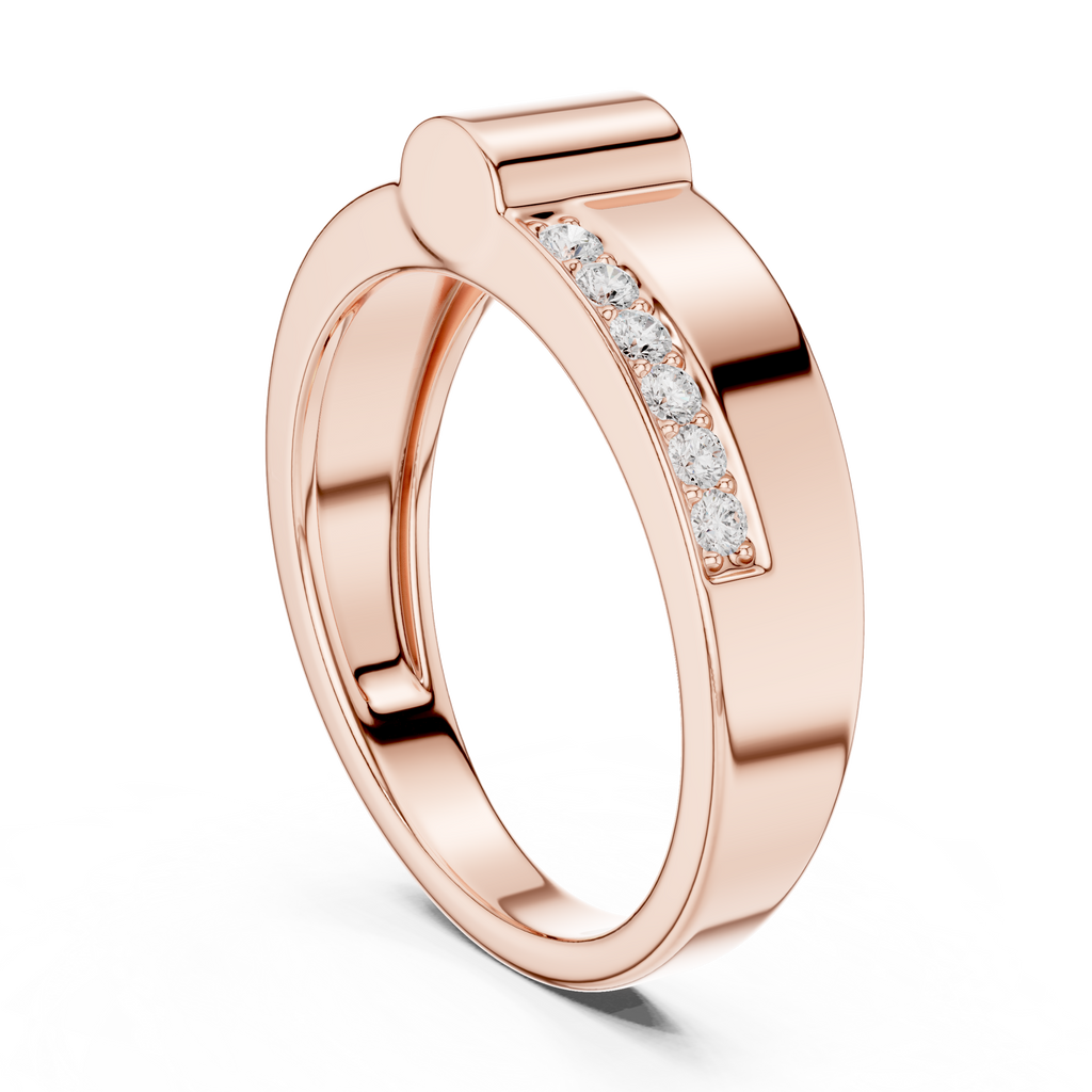 0.18 CT Men's Diamond Signet Ring with Pavé Shoulders