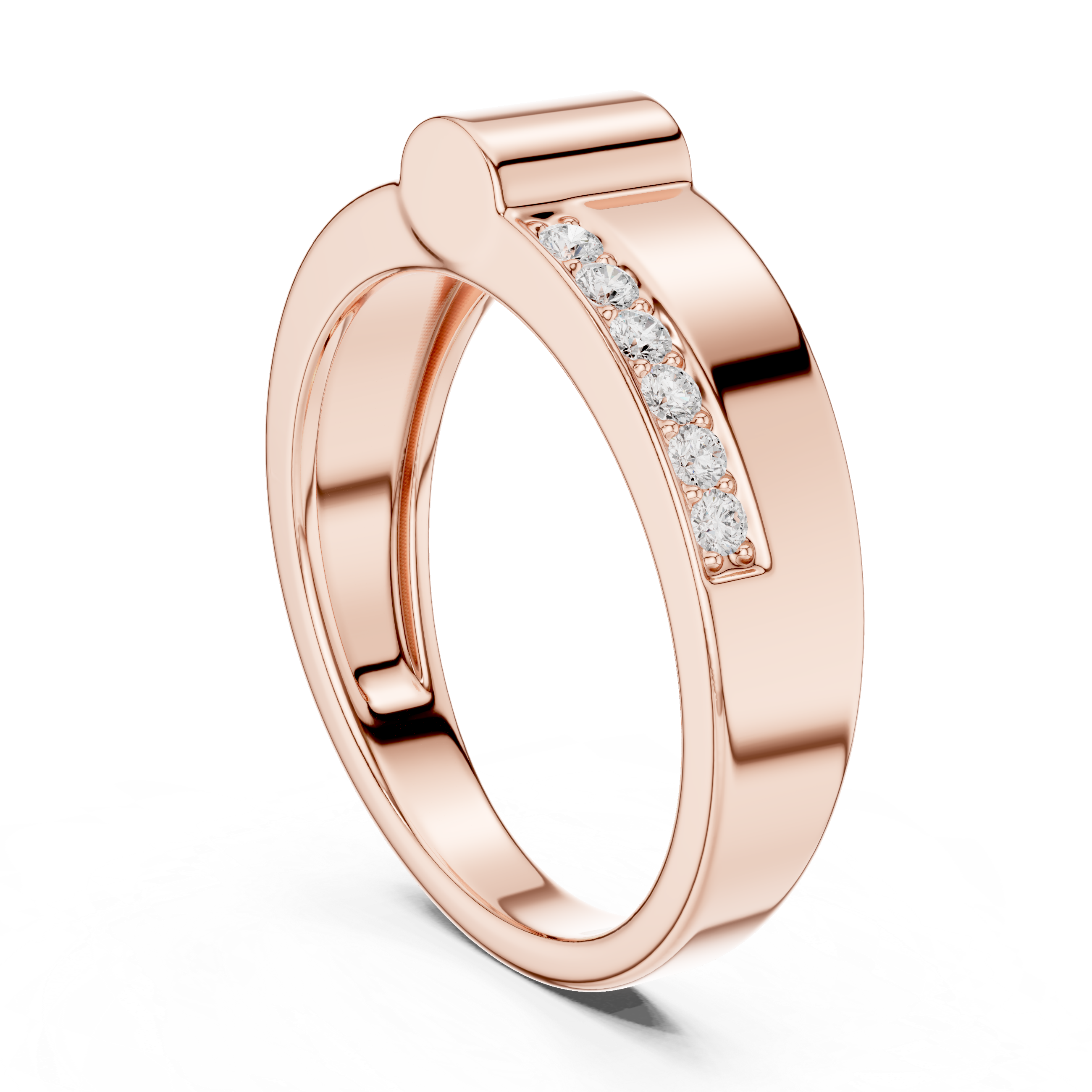 0.18 CT Men's Diamond Signet Ring with Pavé Shoulders
