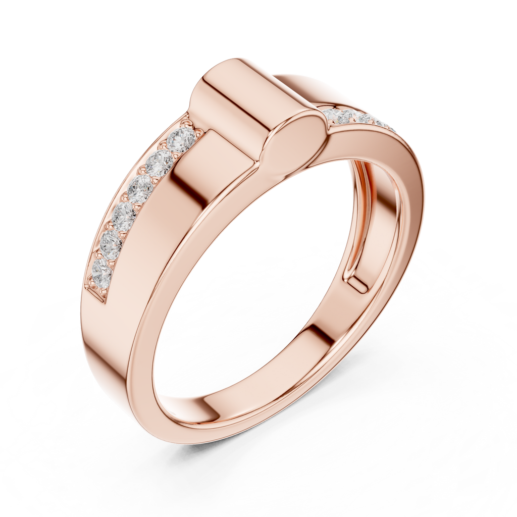 0.18 CT Men's Diamond Signet Ring with Pavé Shoulders