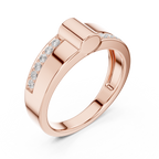 0.18 CT Men's Diamond Signet Ring with Pavé Shoulders