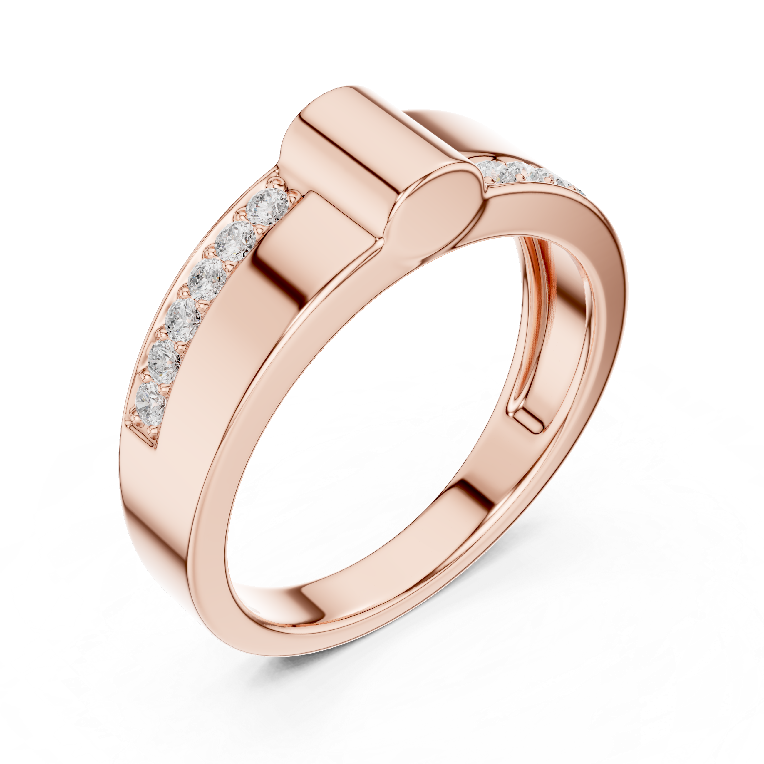 0.18 CT Men's Diamond Signet Ring with Pavé Shoulders