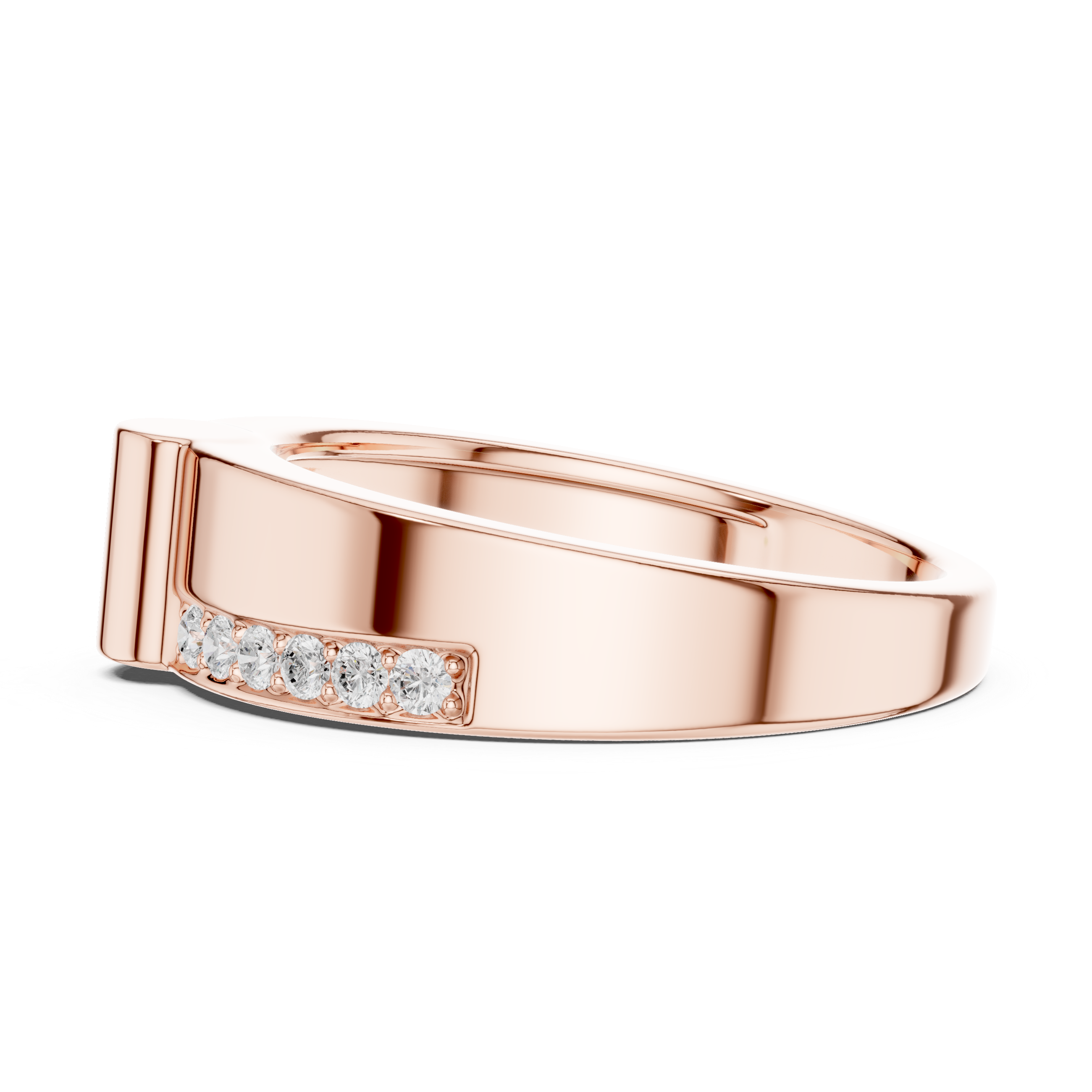 0.18 CT Men's Diamond Signet Ring with Pavé Shoulders