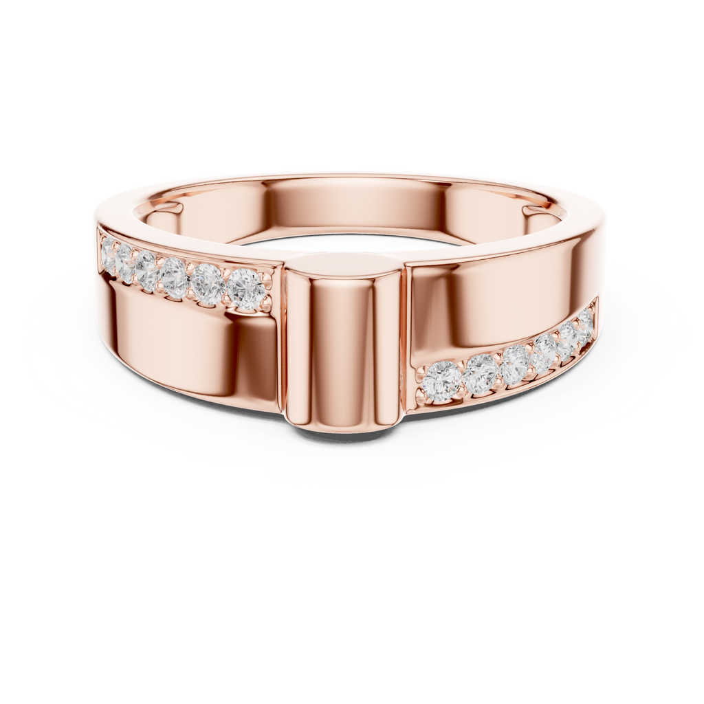 0.18 CT Men's Diamond Signet Ring with Pavé Shoulders