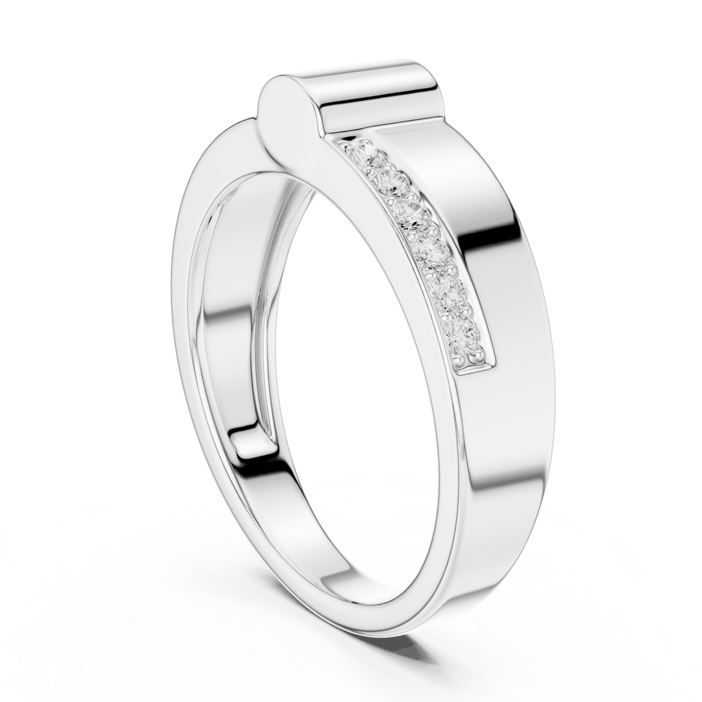 0.18 CT Men's Diamond Signet Ring with Pavé Shoulders