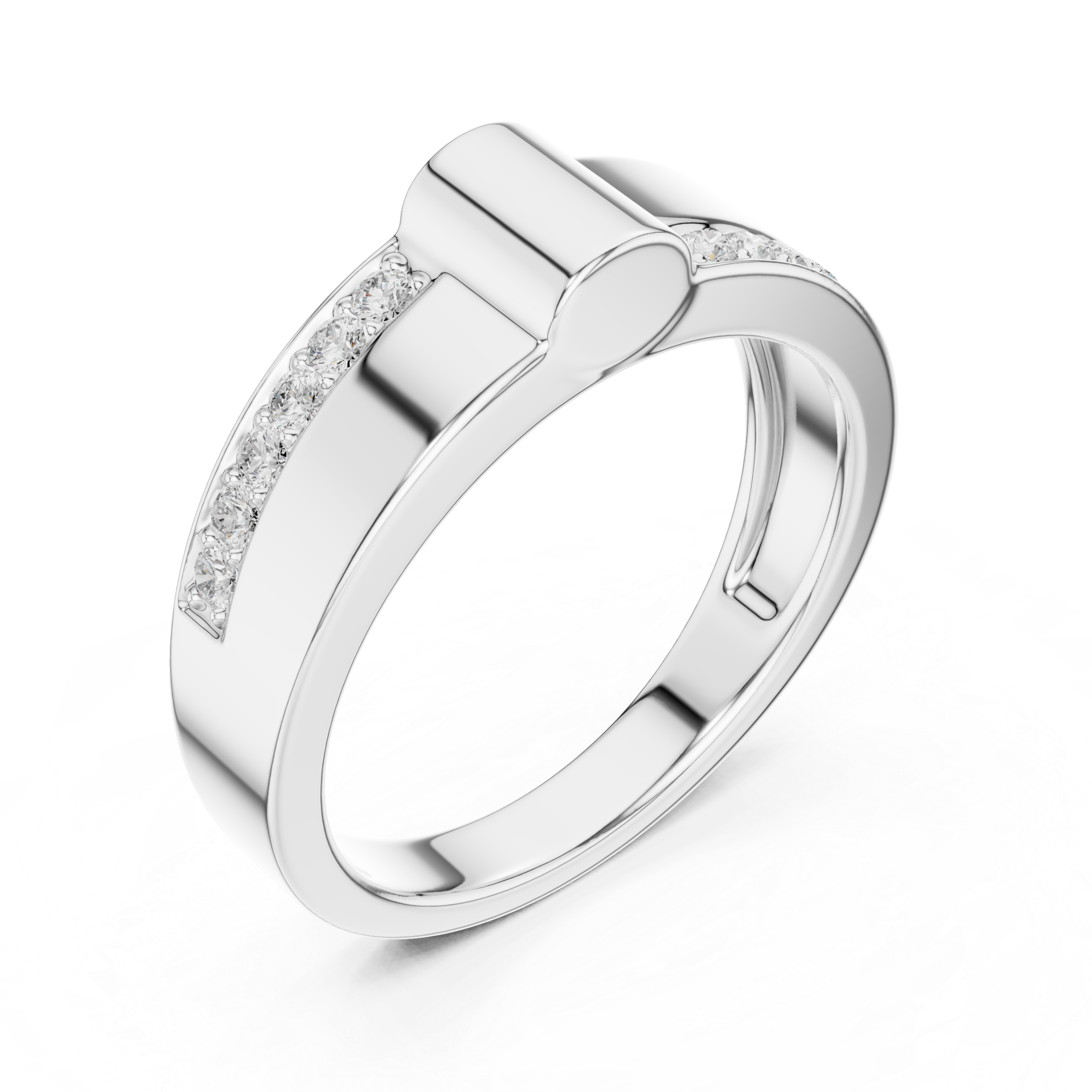 0.18 CT Men's Diamond Signet Ring with Pavé Shoulders