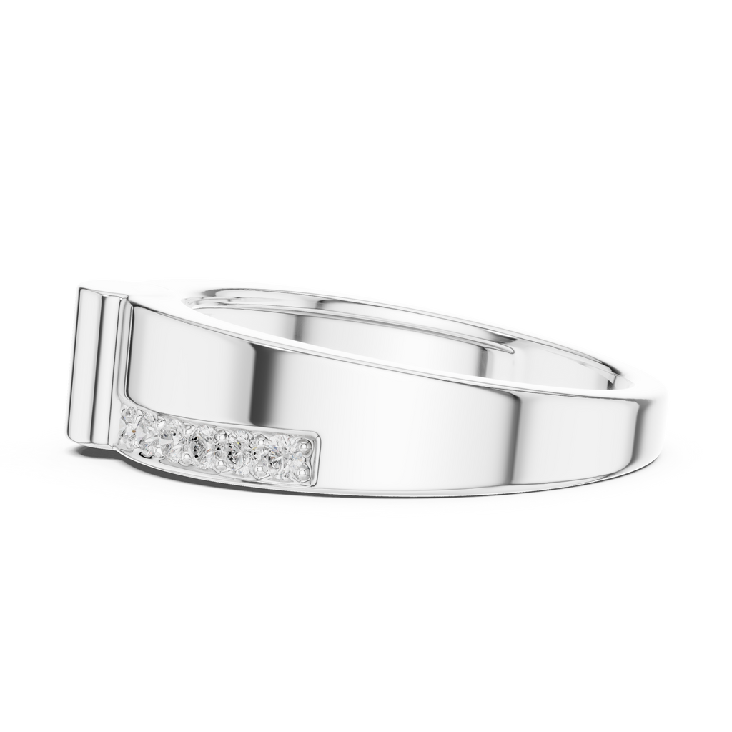 0.18 CT Men's Diamond Signet Ring with Pavé Shoulders
