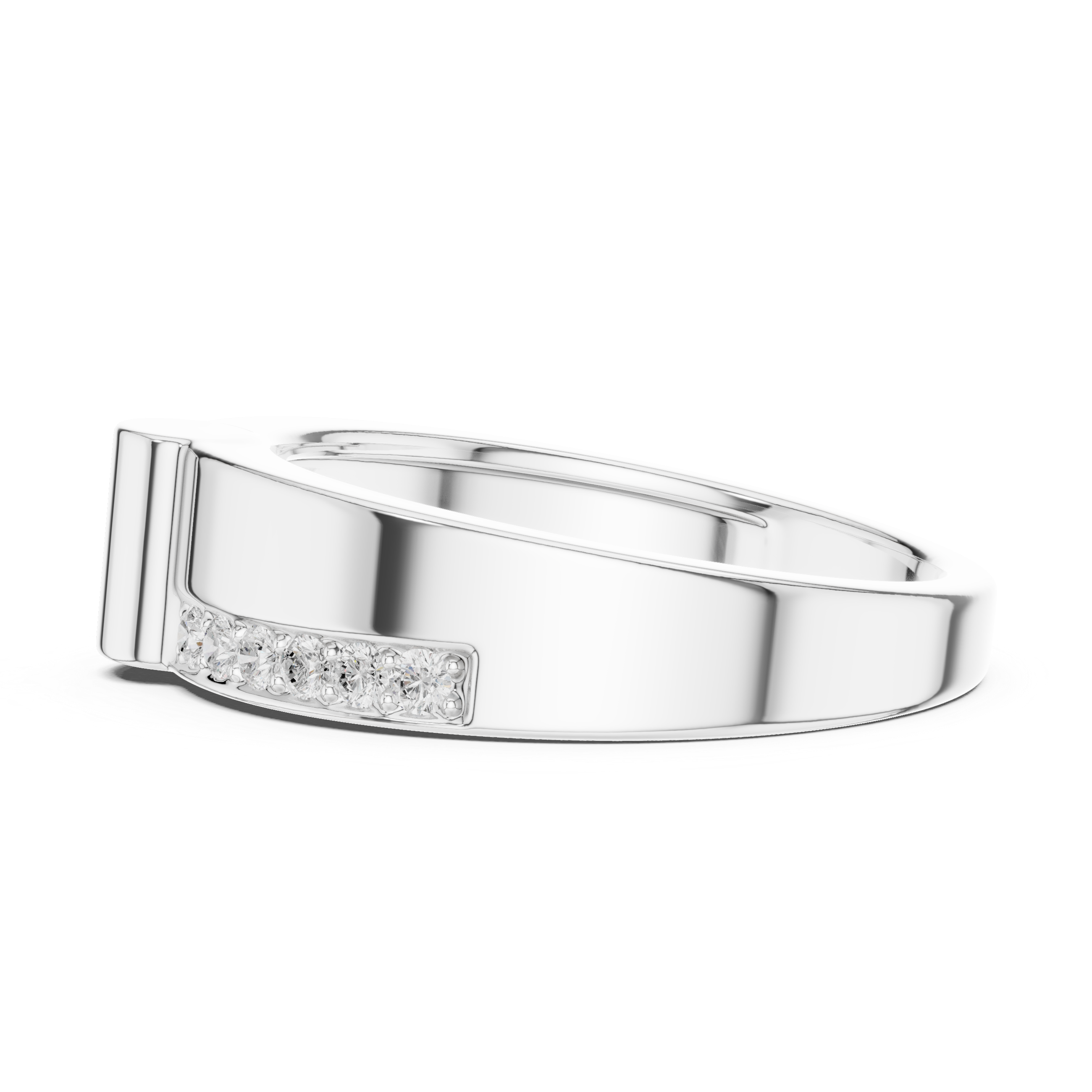 0.18 CT Men's Diamond Signet Ring with Pavé Shoulders