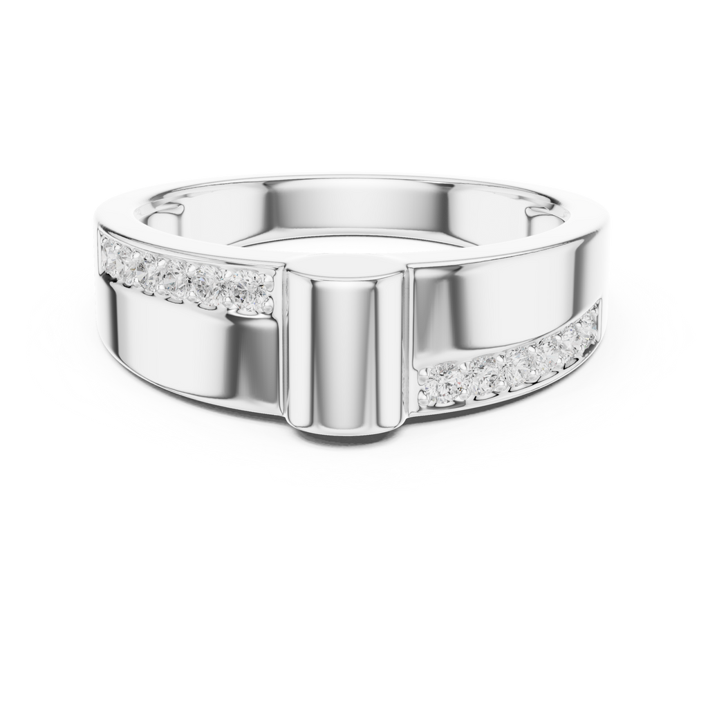 0.18 CT Men's Diamond Signet Ring with Pavé Shoulders