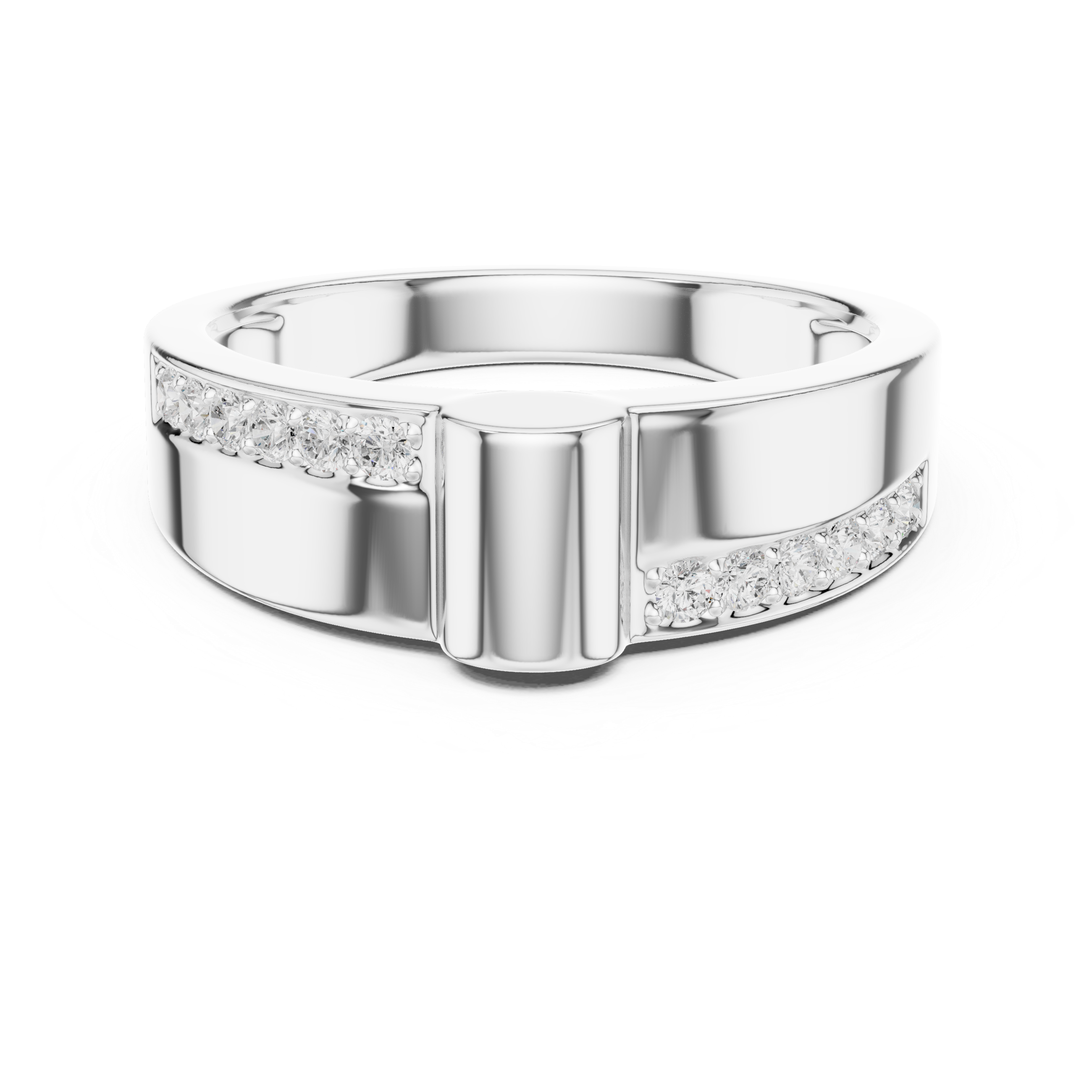 0.18 CT Men's Diamond Signet Ring with Pavé Shoulders