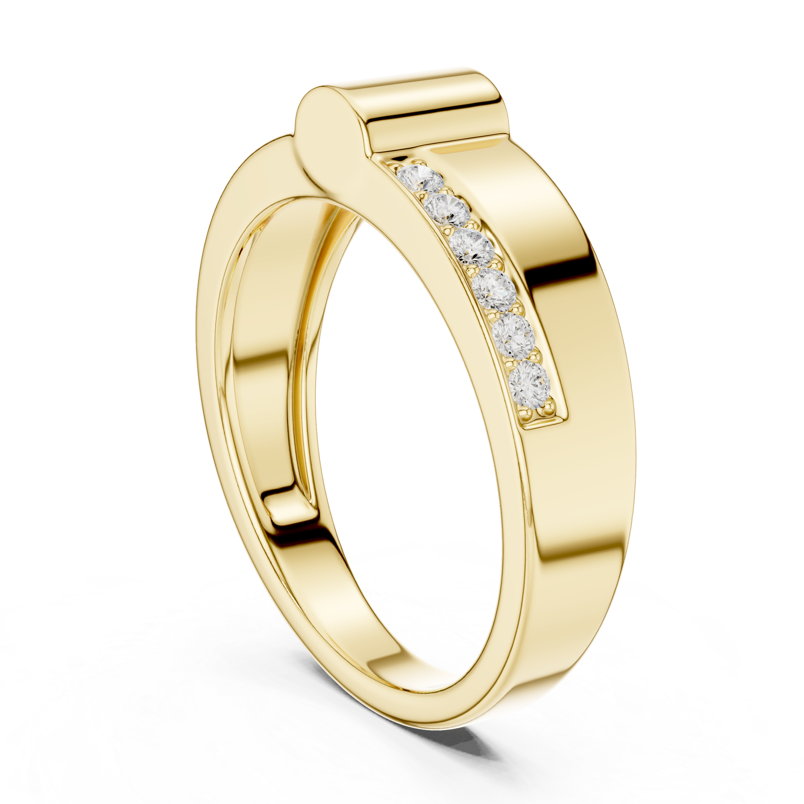 0.18 CT Men's Diamond Signet Ring with Pavé Shoulders