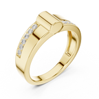 0.18 CT Men's Diamond Signet Ring with Pavé Shoulders