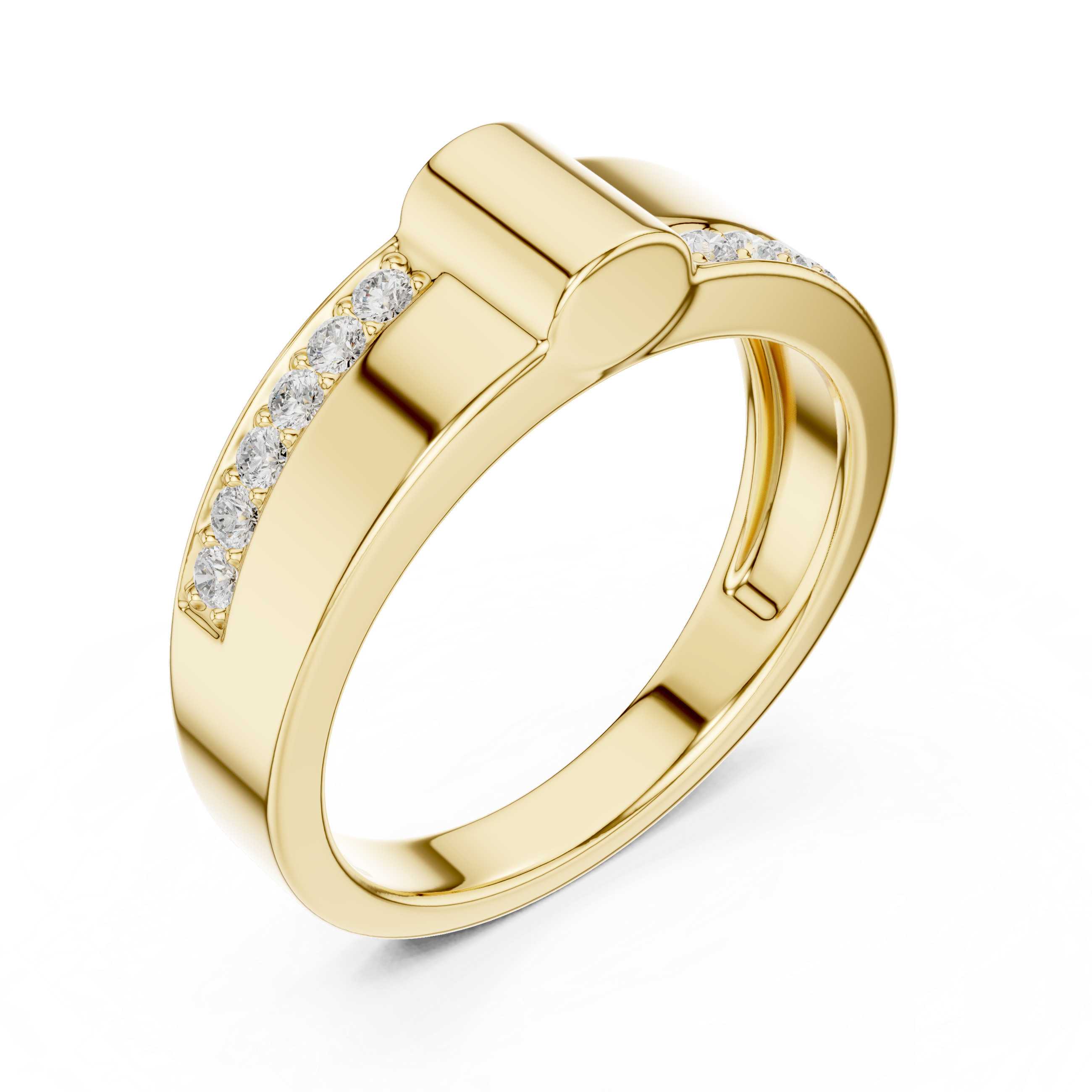 0.18 CT Men's Diamond Signet Ring with Pavé Shoulders