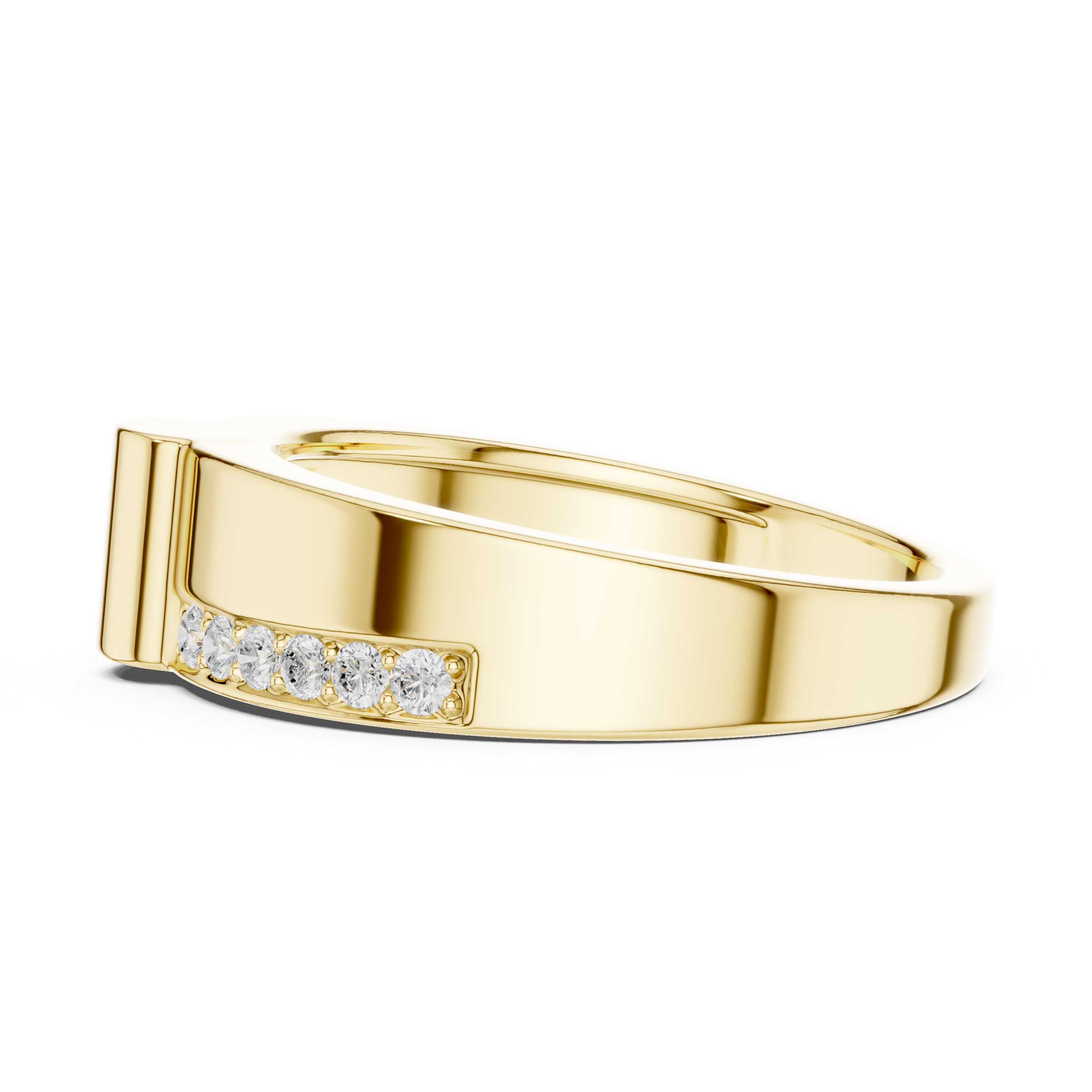 0.18 CT Men's Diamond Signet Ring with Pavé Shoulders