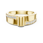 0.18 CT Men's Diamond Signet Ring with Pavé Shoulders