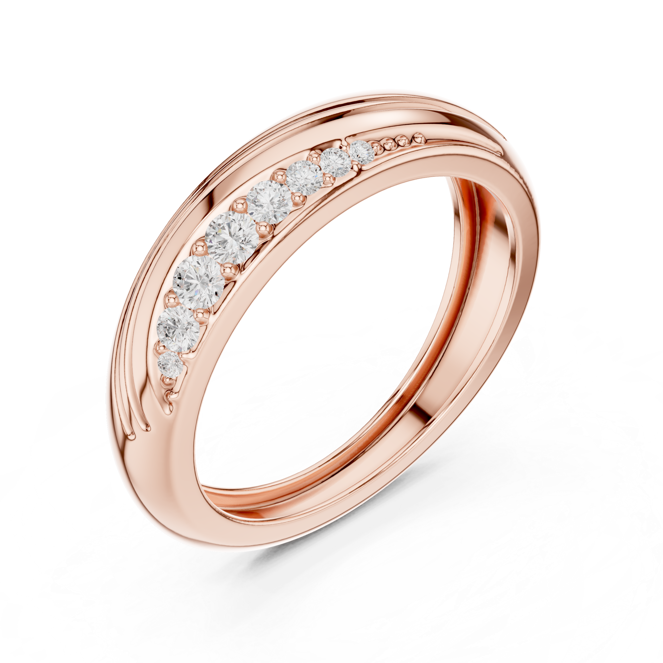 0.14 CT Curved Pavé Diamond Wedding Band